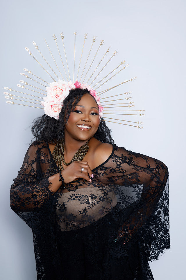 Large White & Pink Flower Crown