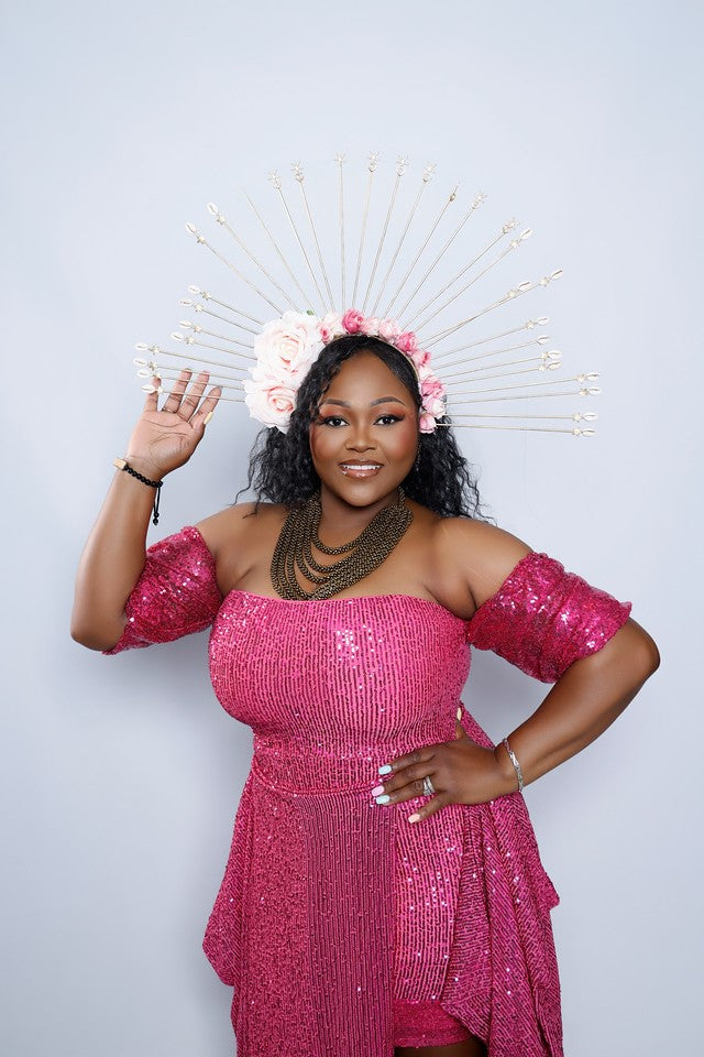 Large White & Pink Flower Crown
