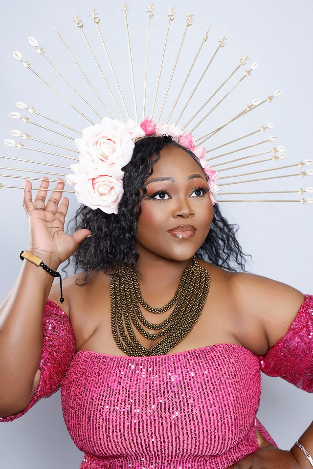 Large White & Pink Flower Crown